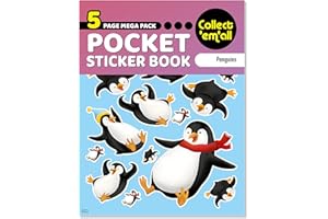 LDS LANDLORD DIRECT SUPPLIES Pocket Sticker Book (5 Pages) - 64 MEGA Packs to Collect Coloured Stickers for Kids - Penguins
