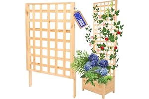 ‎MODO24 MODO24 Rankgitter aus Holz für Pflanzkübel, Modul zur Blumenkasten, Rankhilfe, Pflanzengitter Scherenspalier für Kletterpflanzen, FSC®-zertifiziertes Kiefernholz, 94x60 cm, Farbe: Natur unbehandelt