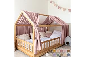 lilimaus Hausbett Himmel [in 12 Farben] Betthimmel Hausbett aus 100% Baumwolle Musselin - Stoffhimmel für Hausbett Deko Mädchen & Jungen - Himmel für Hausbett Kinder - Bett Vorhang Kinderbett