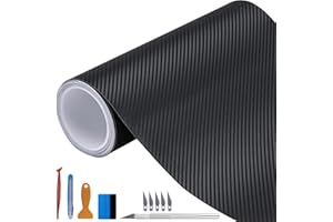 NewL Envoltura de Vinilo de Fibra de Carbono 3D – Clasificación para Exteriores para Uso automotor – 30 cm x 300 cm, Incluye Herramientas de instalación