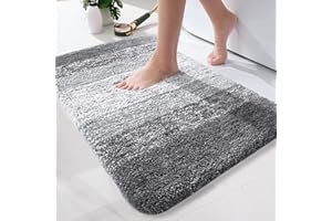 Bingobang Microfiber Bath Mat 90 x 60 cm, Non Slip Super Absorbent Bathroom Mat, Machine Washable, Fluffy, Quick-Dry Bath Rug Foot Mat for Bathroom Floor Rug(Grey)