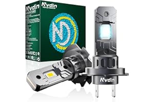 Nvdin bombillas h7 led 20000lm, lámpara faros de coche y moto, kit de luces para largas o cortas o antiniebla, 12v headlight bulbs, tamaño halógeno 1:1 sin ventilador, lâmpadas automóvil 6000k blanco