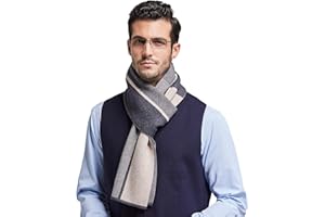 RIONA 100% Laine Echarpe Hiver Hommes, Classic Luxueux Cachemire Sentir Echarpe d'hiver, Echarpe Chaude pour les Hommes 180 * 30cm