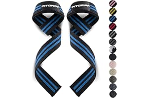 Fitgriff® Straps Gym, Correas Levantamiento de Pesas, Powerlifting, Agarraderas Gimnasio - Lifting Straps - Mujeres y Hombres (Estándar (más de 16cm muñeca), Black/Blue)