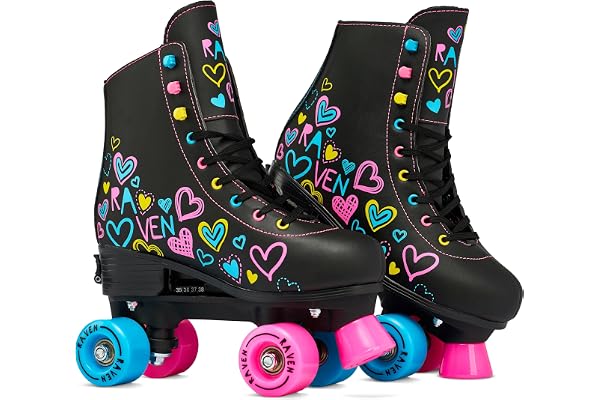 Raven - Patins à roulettes du 31 au 34 Adulte Enfant Menthe Mixte Taille Ajustable Raven Femme Fille Roller Quad Adulte Enfant Adulte Enfant Mixte 31 au 34 Menthe