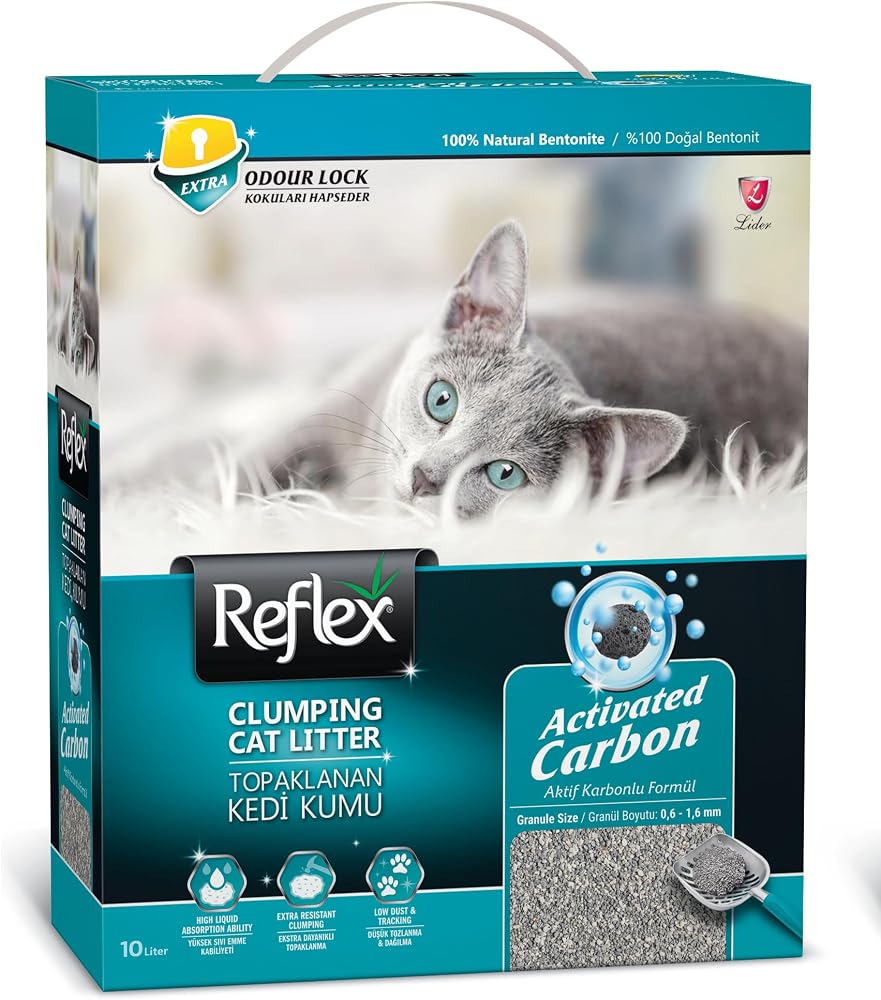 Reflex aktif Karbonlu Topaklanan Kedi Kumu, 10 L