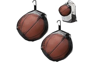LOEPENLE Sacco da pallone, rete per 1 palla, 2 pezzi borsa da basket, zaino portatile, borsa a rete da tennis, pallavolo, calcio, con coulisse