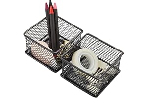 Annova Organizador de malla para cajones y estantes, cesta de almacenamiento, bandeja de almacenamiento para suministros de oficina escolar, juego de 2