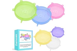 DAMOAA Tapas Silicona Ajustables Cocina Elasticas y Adaptables Ecologicas y Reutilizables Sin BPA Aptas para Lavavajillas Ideal para botes y Recipientes Conserva la Frescura de Alimentos y Bebidas