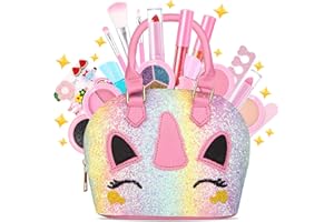 TOGOU2S Maquillage Enfant Fille Licorne Rose Fille Lavable Palette Maquillage Enfant Non Toxique Trousse Maquillage Enfant Fille Cadeau Fille Noël Anniversaire pour Jouet Fille 4 5 6 7 8 9 10+ Ans
