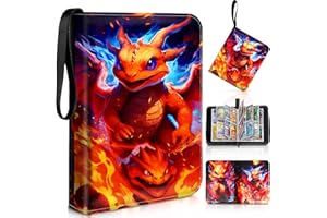 GUHAOOL Sammelalbum für Karten,60 Seiten 480 Karten Kapazität Sammelkarten Album 4 Tasche, Kompatibel mit Karten Sammelalbum,Tragbar Wasserdicht Sammelalbum PU Karten Halter,Kinder Weihnachtsgeschenke