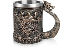 JUMRHFAN Jarra de cerveza vikinga Drakkar de acero inoxidable, taza vikinga, jarra de cerveza vikinga nórdica, regalos vikingos para hombres, adecuada para colecciones, regalos para el día del padre (Estilo 2)
