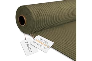 DreamRoots Tela de Pana de 380 g/m² de peso - Tela Tapiceria de 140 cm de ancho - Tejido de Pana Dark Olive 2M