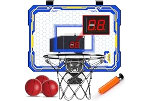 LYPSOCHAAT Mini Basketballkorb Indoor für Kinder Zimmer, Basketballkorb Wandmontage mit Elektronische Anzeigetafel und 3 Balls, Basketball Sport Spielzeug, Basketballkorb Geschenk Junge 6-8 8 9 10 11 12 Jahre