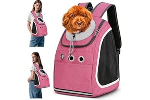 ALLSOPETS Zaino Cani Zaini Porta Cani Gatti Zaino Trasporto Cani e Cuccioli Marsupio Animali Domestici Zaino Gatto con Guinzaglio di Sicurezza per Viaggo Campeggio Escursioni (Rosa Fragola)