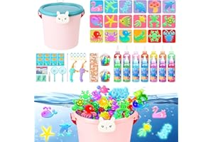 IEEILULU Magic Water Elf, Aqua Gelz Set con 14 Colores, 2 Cañas de Pescar y 18 Moldes, Juguete de Gel de Agua, Elfo de Agua Magico para niños de 3 años en Adelante, niños y niñas (Pink)