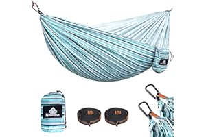 NATUREFUN Hamac Ultra-léger de Voyage Camping |300 kg Capacité de Charge,Respirante,Séchage Rapide Hamac(275x140 cm)| 2 x Mousquetons de qualités,2 x sangles Inclus | Pour Jardin d'interieur/Extérieur