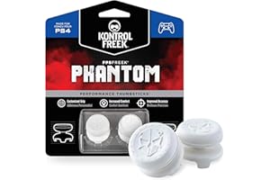 KontrolFreek FPS Freek Phantom para PlayStation 4 (PS4) y PlayStation 5 (PS5) | Performance Thumbsticks | 2 Alturas elevadas, cóncavo | Blanco.