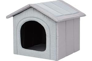PillowPrim Buda dla psa legowiska dla psa, domek dla psa, domek dla kotów, średnia, rozmiar M, 44 x 38 cm, jasnoszara