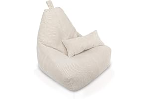 Ecopuf Keiko M Pouf in Velluto Imbottito - Poltrona Sacco con Cuscino e Maniglia da Trasporto, 85x100Cm