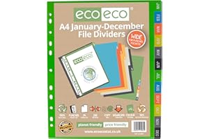 eco-eco A4 50% Recycled January - December Wide File Dividers