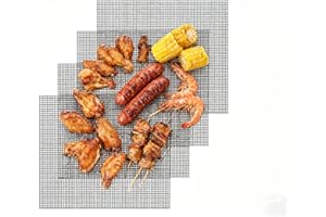 FLLIBERTÉ 42 * 36cm Grille Barbecue decoupable, 4PC Tapis de Cuisson anti-adhésif et réutilisable, Grille pour Grils, Fours, Friteuses à Air, Yaourtières