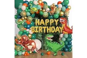 REAL DECO Set Decoracion Cumpleaños Dinosaurios. 175 pcs Globos Dinosaurios Cumpleaños y Banner Happy Birthday. Decoración Dinosaurios Cumpleaños para Fiestas Infantiles Decorações de Aniversário de Dinossauros