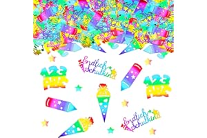 ParPix 80 Stk Glitzer Streudeko Einschulung Mädchen Junge, Bunt Tischdeko Einschulung Deko Groß 1-6,5cm,Konfetti Schulanfang Deko 2024,Abc Schultüte Deko Schulanfang,Schulkind Deko für Schuleinführung
