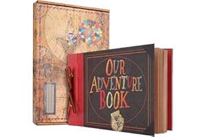 COMBIUBIU Our Adventure Book Scrapbook Photo Album,11.6x7.5 Inches 80 Pages Up Scrapbook Photo Album 3D Embossed Words Hard Cover Memory Books for Couples Anniversary,Valentine's Day Gifts (A)