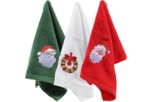 Cabilock 3 Piezas de Toallas navideñas, Toalla de Mano Decorativa Bordada para Cocina y baño, Toallas de Mano navideñas, Toalla Facial, 17,6 x 12,6 Pulgadas,