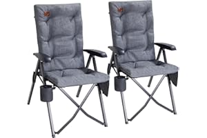 ‎EVER ADVANCED EVER ADVANCED Campingstuhl Faltbar Rückenverstellbar in 4 Positionen bis 150 KG Klappstuhl 6cm Dicke Gepolstert mit Seitentasche Getränkhalter Gartenstuhl Hohe Lehne Angelstuhl für Camp Garten Balkon