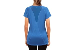Gyabnw Maglietta Sportiva Donna Magliette Donna Manica Corta Camicia Palestra Donna Girocollo Bordo Anteriore Incrociato Indietro in Rete Traspirante Top Fitness Yoga Corsa Danza