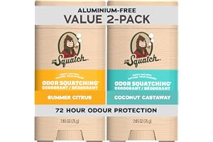 Dr. Squatch Naturlig Deodorant för Män, Aluminiumfri (2-pack) | Naturlig deodorantstick herr med kol & postbiotika, 72 h luktskydd (Summer Citrus, Coconut Castaway)