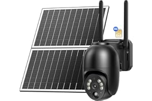 NUASI 4G Telecamera con SIM Scheda 18W Pannello Solare Esterno, 2K Telecamere di Sorveglianza Senza Fili Registrazione 24/7, Visione Notturna a Colori, Rilevamento del Movimento PIR, IP66