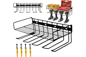 Väggmonterad elektrisk organisatörhållare, vägghållare, metallborrhållare, för elverktyg 40 cm, hållare för borrning, skruvdragare, slagnyckel, 4 verktygsplatser, för väggmontering