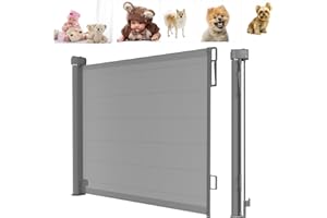 VickyHome Stair Gate For Baby, Metal Extra Wide Baby Gate Mesh Retractable Dog Gate Stairways/Hallways/Indoor/Outdoor, One Hand Operation, Safety Locking Mechanism, 130cm * 88.9cm (L*W), Grey