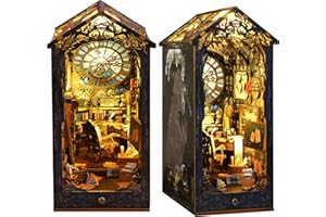 CRIOLPO DIY Book Nook Kit – Maison de poupée Miniature en Bois avec Meubles et lumière LED, Puzzle 3D , Serre-Livres d'art, Construction pour Les Personnes de Plus de 14 Ans(Detective Agency)