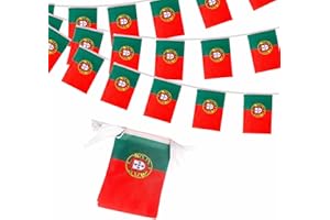 ZSYIULIA 10m Portugal Flags Bunting Portugal Bunting Olympic 2024 Decorations 30 Flags, Portuguese Flags Bunting Banner for Olympic Games 2024 Sports Football Events Portugal National Day Party Decorations