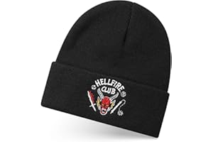 Stranger Things Unisex Beanie Hat in Black | Knitted Winter Hat with Embroidered Hellfire Club Logo for Men & Women | Adults One Size Warm Hat | Netflix TV Show Merchandise Gift