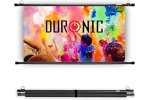 Duronic BPS90 16/9 Ecran de Projection TV et Home Cinema de 90 Pouces 229 cm 199 x 112 cm Fixation par Crochets Barres lestées Toile pour vidéoprojecteur Gain +1 idéal pour 3D 8K 4K 1080P