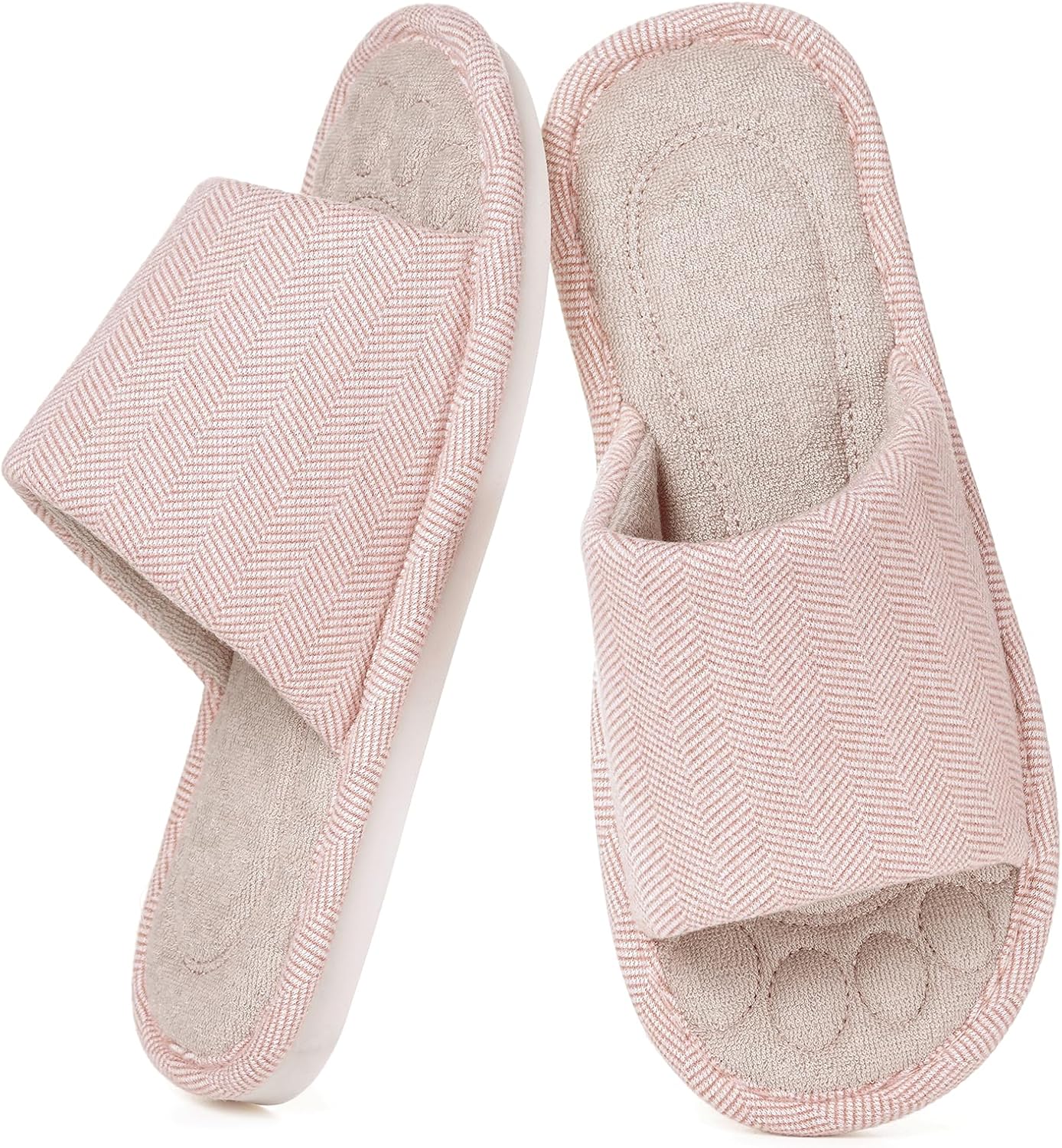 Zapatillas Casa Mujer Hombre Cómoda Espuma de Memoria Transpirable Algodón Pantuflas Punta Abierta Antideslizante Slippers Verano
