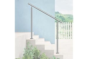 AICA SANITAER AICA Barandilla escalera, pasamanos de acero inoxidable para jardines, porches, entradas, interior y exterior escalera, Plateado, 120x106cm, 0 barras transversales