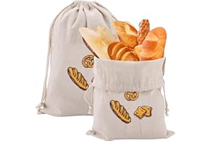 Ezydka 2 Pezzi Sacchetto Pane, 31 x 38cm Sacchetto Stoffa, Sacchetti in Lino con Coulisse, Sacchetto Conserva Pane, Sacchetto di Lino per Pane, Buste Pane per Pane Fatto a Mano