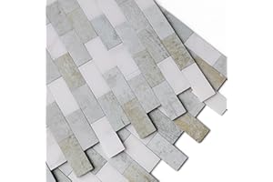 M MOFIT 3D Stone Look Self Adhesive Wall tiles Kitchen Splashback Tile Stickers,Bathroom Stick on Tiles Waterproof Peel and Stick Mosaic Tiles(Gray Rust,10sheets)