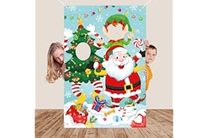 DPKOW Śmieszny Święty Mikołaj zielony elf twarz zdjęcie baner na Boże Narodzenie fotobudka rekwizyty akcesoria, gra twarz na Boże Narodzenie dekoracja tło choinka płatek śniegu laska cukierkowa akcesoria, 150 x 100 cm