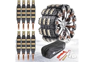 ‎GOHHME GOHHME Schneeketten, 8 Stück Universal Auto Reifen Ketten, neues, einsetzbares, rutschfestes, rutschfeste Notfall-Schneereifenketten aus Edelstahl, verstellbare für LKW, SUV, Auto165-275 mm(Schwarz)