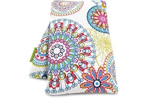 BUABI Saco térmico semillas microondas (50x15cm). Aroma a Lavanda. Saquito con funda lavable extraíble. Cojín frio calor para dolor cervical lumbar cuello espalda menstrual colicos (Mandalas)