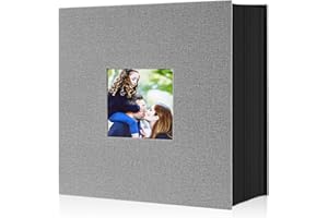 Lanpn Album de Fotos 10x15 600, Grande Lino Album para Photos Bolsillos Verticales Horizontal Gris