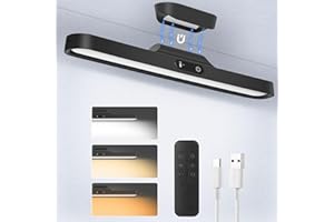 vsshe Lampada da Specchio a LED per Bagno, 4W 32cm 400LM LED Sottopensile, Ricaricabile e senza fili Bagnos Luce per Trucco, 3 colori regolabili,controllo touch,con telecomando e timing,nera