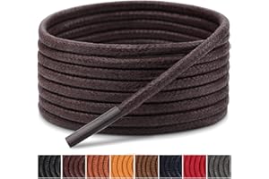 Handshop 3 Paires Lacets Ronds Cirés pour Chaussures de ville，ø2.5mm pour les Brogues, Derbies, Oxford, Affaires, aux Lacets de Bottes de Désert et de Bottines pour Hommes et Femmes